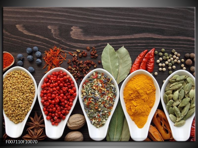 Canvas Schilderij Kruiden, Keuken | Bruin, Rood, Geel