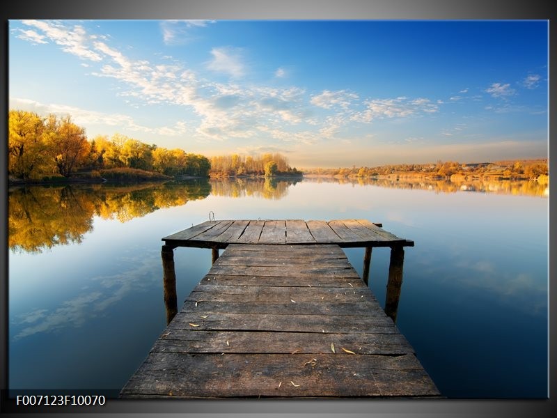 Canvas Schilderij Natuur, Water | Blauw, Bruin, Grijs