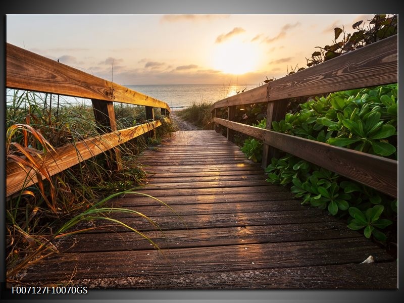 Glas Schilderij Natuur, Brug | Bruin, Groen