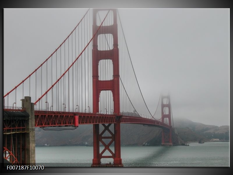 Canvas Schilderij Brug | Grijs, Rood