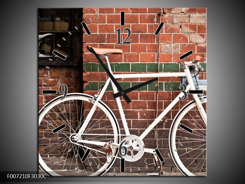 Wandklok Schilderij Fiets | Bruin, Wit