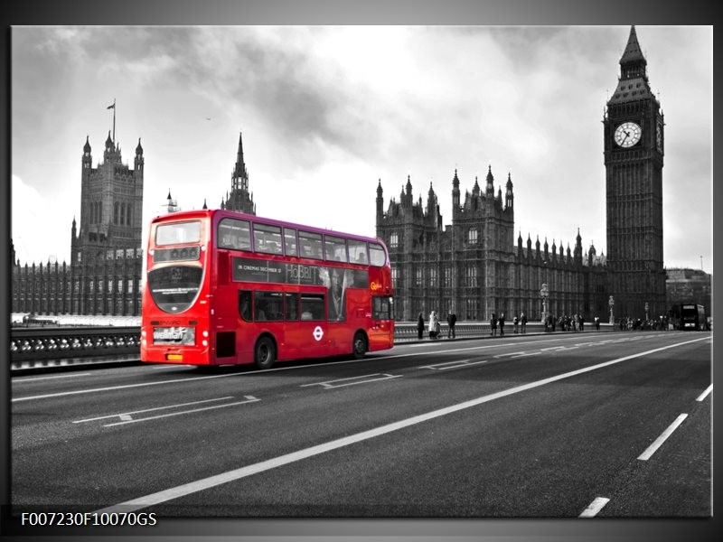 Glas Schilderij Engeland, London | Zwart, Wit, Rood