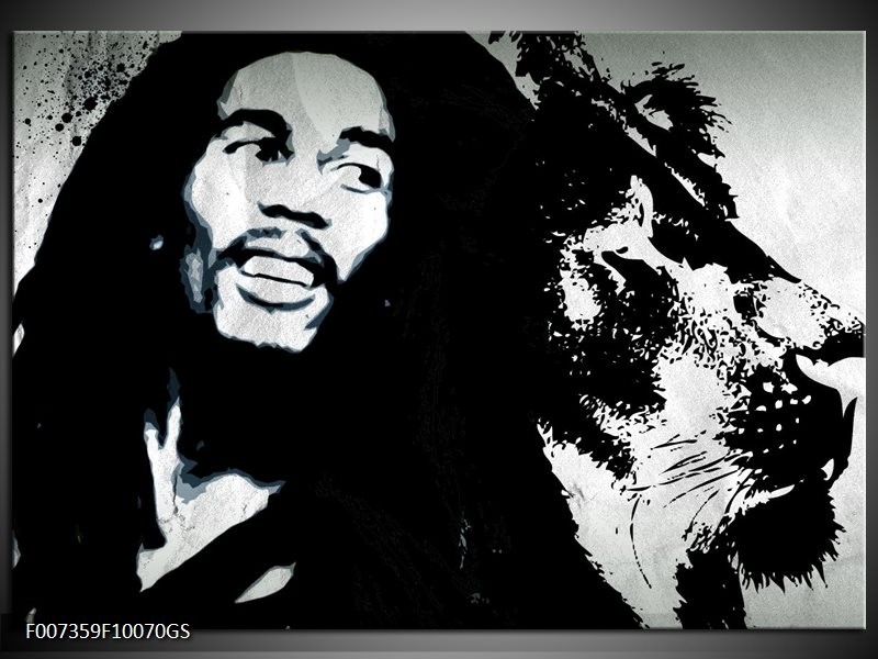 Glas Schilderij Bob Marley | Zwart, Wit