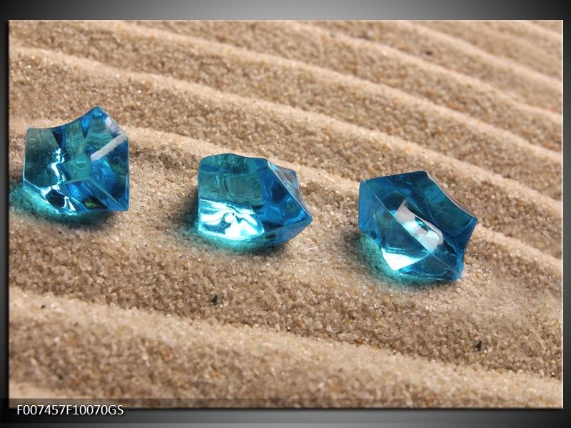 Glas Schilderij Zand, Stenen | Turquoise