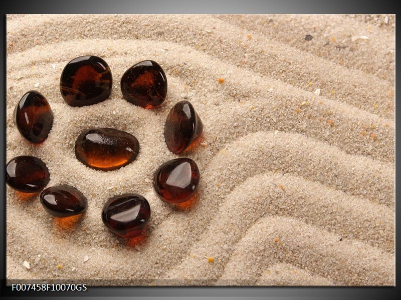 Glas Schilderij Zand, Stenen | Bruin