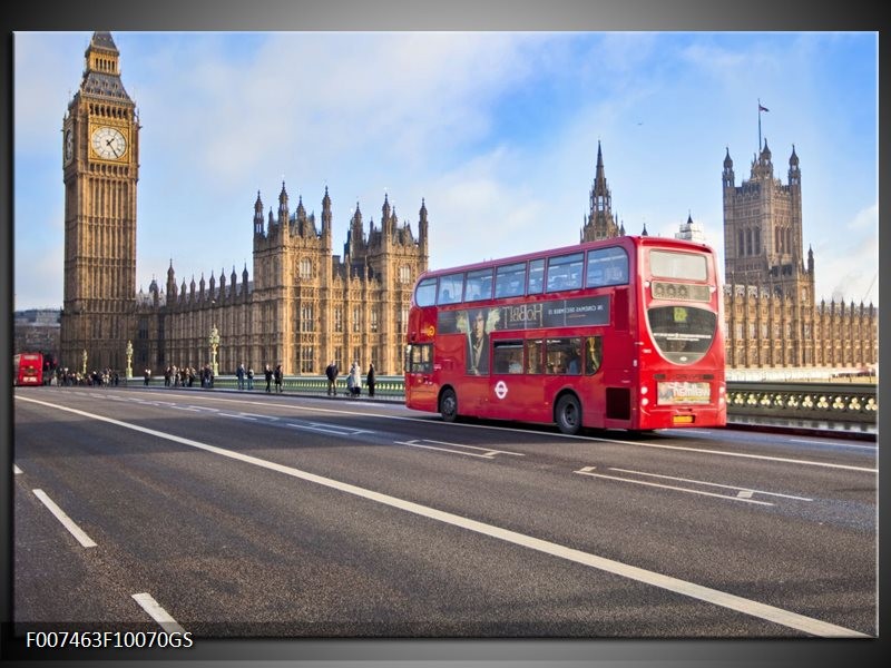 Glas Schilderij Engeland, London | Grijs, Blauw, Rood