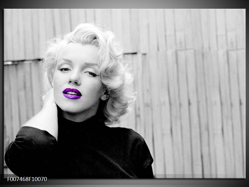Canvas Schilderij Marilyn Monroe, Muziek | Grijs, Paars, Zwart