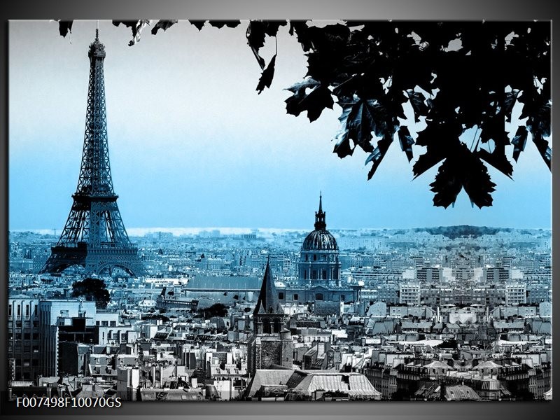 Glas Schilderij Parijs, Eiffeltoren | Blauw, Grijs