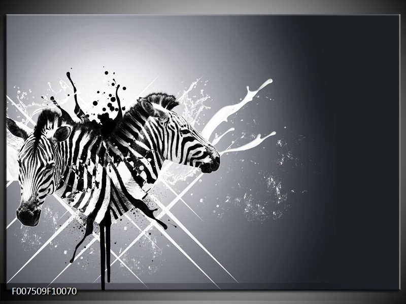 Canvas Schilderij Modern, Zebra | Zwart, Wit, Grijs
