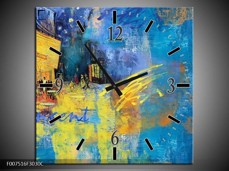 Wandklok Schilderij Van Gogh, Modern | Blauw, Geel