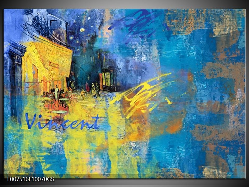 Glas Schilderij Van Gogh, Modern | Blauw, Geel