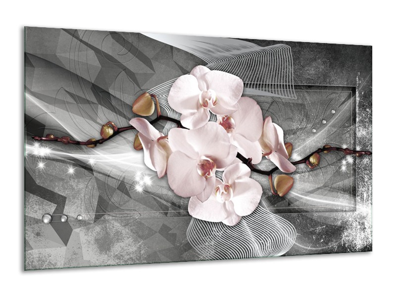 Canvas Schilderij Orchidee, Bloemen | Grijs | 120x70cm 1Luik