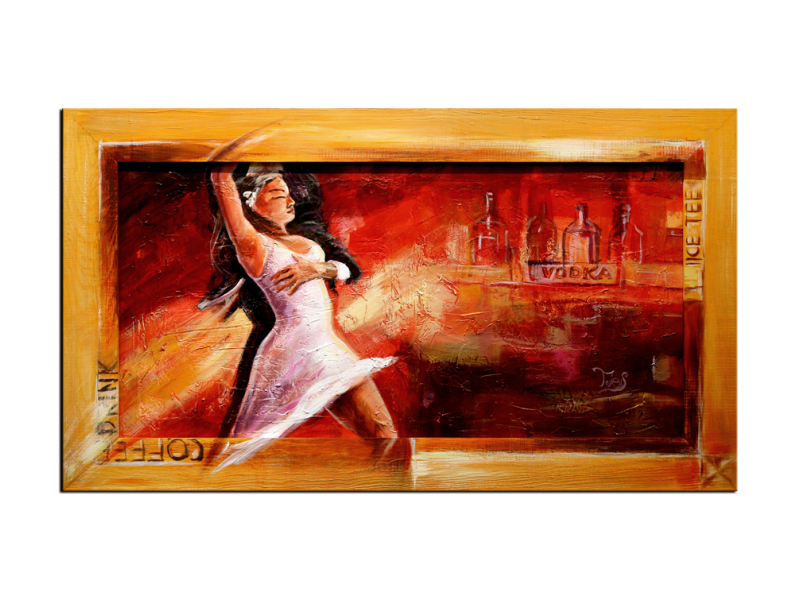  OP VOORRAAD Acrylverf schilderij houten lijst - meegeschilderd | Dansen | 118x78cm | 