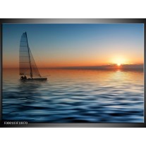 Foto canvas schilderij Zonsondergang | Blauw, Geel, Oranje 