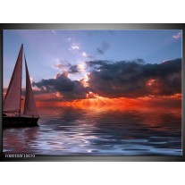 Foto canvas schilderij Boot | Rood, Grijs, Wit 