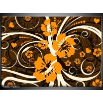 Foto canvas schilderij Abstract | Oranje, Bruin, Wit 