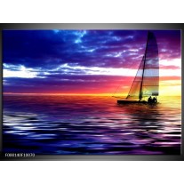 Foto canvas schilderij Boot | Paars, Geel, Wit 