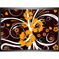 Foto canvas schilderij Abstract | Wit, Oranje, Bruin 