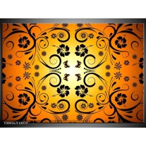 Foto canvas schilderij Abstract | Zwart, Geel, Oranje 