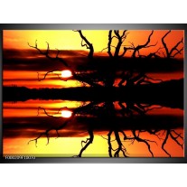 Foto canvas schilderij Zonsondergang | Oranje, Zwart, Geel 