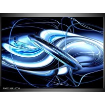 Foto canvas schilderij Abstract | Blauw, Wit, Zwart 