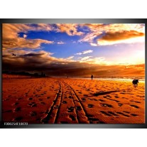 Foto canvas schilderij Strand | Blauw, Bruin, Wit 