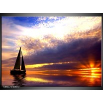 Foto canvas schilderij Boot | Grijs, Geel, Paars 