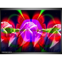 Foto canvas schilderij Bloemen | Rood, Paars, Groen 