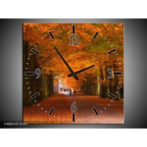 Wandklok op Canvas Herfst | Kleur: Bruin, Oranje, Groen | F000014C