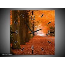 Wandklok op Canvas Herfst | Kleur: Oranje, Bruin, Groen | F000015C