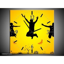 Wandklok op Canvas Dansen | Kleur: Geel, Zwart,  | F000060C