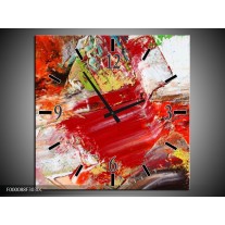 Wandklok op Canvas Abstract | Kleur: Rood, Wit, Grijs | F000088C