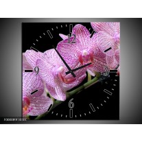 Wandklok op Canvas Orchidee | Kleur: Paars, Zwart | F000089C