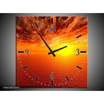 Wandklok op Canvas Zonsondergang | Kleur: Geel, Oranje | F000148C