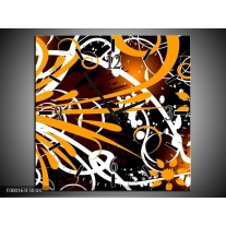 Wandklok op Canvas Abstract | Kleur: Oranje, Wit, Bruin | F000163C