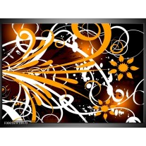Glas schilderij Abstract | Oranje, Wit, Bruin 