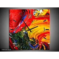 Wandklok op Canvas Verf | Kleur: Rood, Geel, Groen | F000164C