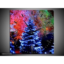 Wandklok op Canvas Kerstboom | Kleur: Blauw, Groen, Rood | F000165C