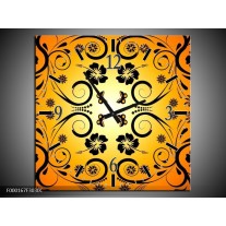 Wandklok op Canvas Abstract | Kleur: Zwart, Geel, Oranje | F000167C