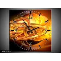 Wandklok op Canvas Abstract | Kleur: Geel, Oranje, Bruin | F000180C