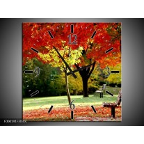 Wandklok op Canvas Park | Kleur: Rood, Geel, Groen | F000191C