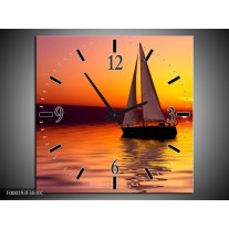 Wandklok op Canvas Boot | Kleur: Rood, Geel, Zwart | F000193C