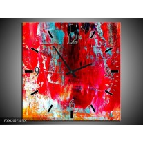 Wandklok op Canvas Abstract | Kleur: Rood, Wit, Geel | F000202C