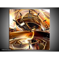 Wandklok op Canvas Abstract | Kleur: Goud, Geel, Bruin | F000203C