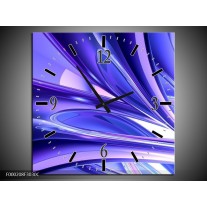 Wandklok op Canvas Abstract | Kleur: Blauw, Wit, Paars | F000208C