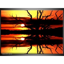 Glas schilderij Zonsondergang | Oranje, Zwart, Geel 
