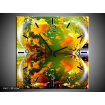 Wandklok op Canvas Spiegel | Kleur: Groen, Geel, Oranje | F000212C