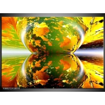 Glas schilderij Spiegel | Groen, Geel, Oranje 