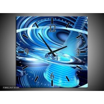 Wandklok op Canvas Abstract | Kleur: Blauw, Wit, Zwart | F000226C