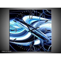 Wandklok op Canvas Abstract | Kleur: Blauw, Wit, Zwart | F000231C